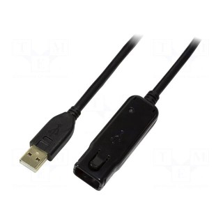 Repeater USB | USB 2.0 | USB A socket,USB A plug | 24m | black