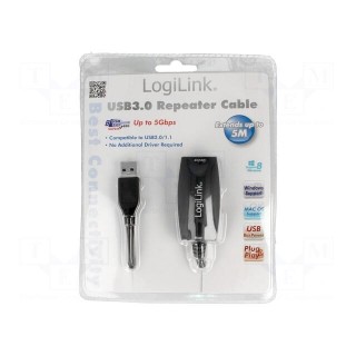 Repeater USB | USB 3.0 | USB A socket,USB A plug | 5m | black | 5Gbps