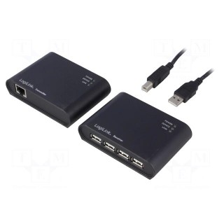 USB extender | USB 2.0 | black | Cat: 5e,6 | 50m