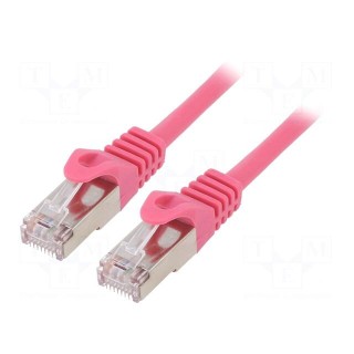 Patch cord | F/UTP | 6 | stranded | CCA | PVC | pink | 1m | RJ45 plug | 26AWG