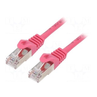 Patch cord | F/UTP | 6 | stranded | CCA | PVC | pink | 5m | RJ45 plug | 26AWG