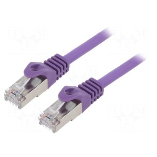 Patch cord | F/UTP | 6 | stranded | CCA | PVC | violet | 0.25m | RJ45 plug
