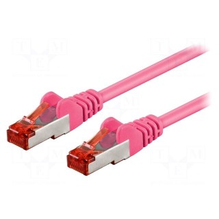Patch cord | S/FTP | 6 | stranded | CCA | PVC | pink | 0.5m | 27AWG