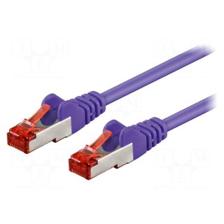 Patch cord | S/FTP | 6 | stranded | CCA | PVC | violet | 0.5m | 27AWG