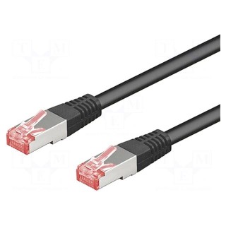Patch cord | S/FTP | 6 | stranded | Cu | LSZH | black | 0.25m | 28AWG