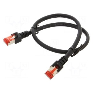 Patch cord | S/FTP | 6 | stranded | Cu | LSZH | black | 0.5m | 27AWG