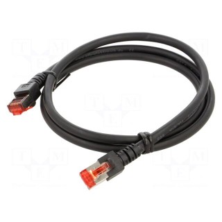 Patch cord | S/FTP | 6 | stranded | Cu | LSZH | black | 1m | 27AWG