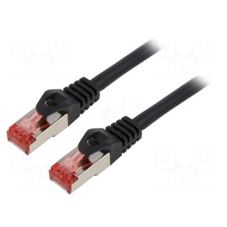 Patch cord | S/FTP | 6 | stranded | Cu | LSZH | black | 5m | 26AWG | Cores: 8