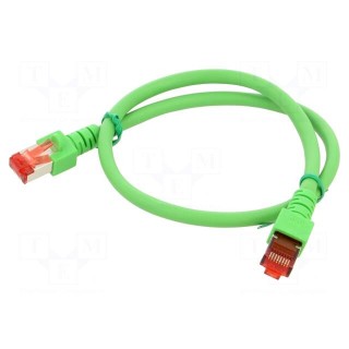 Patch cord | S/FTP | 6 | stranded | Cu | LSZH | green | 0.5m | 27AWG