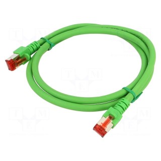 Patch cord | S/FTP | 6 | stranded | Cu | LSZH | green | 1m | 27AWG