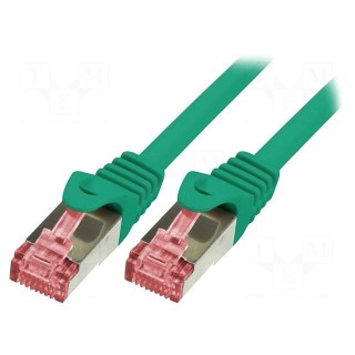 Patch cord | S/FTP | 6 | stranded | Cu | LSZH | green | 0.5m | 27AWG