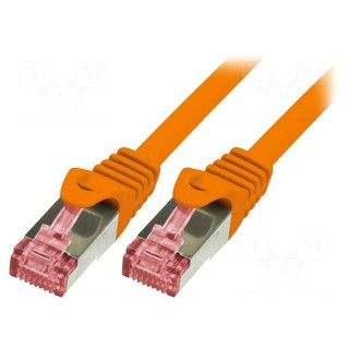 Patch cord | S/FTP | 6 | stranded | Cu | LSZH | orange | 0.25m | 27AWG