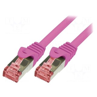 Patch cord | S/FTP | 6 | stranded | Cu | LSZH | pink | 1m | 27AWG