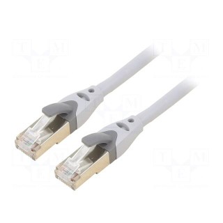 Patch cord | S/FTP | 6a | OFC | PVC | grey | 0.5m | RJ45 plug,both sides