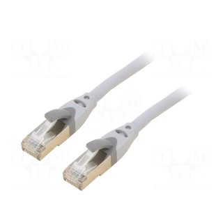 Patch cord | S/FTP | 6a | OFC | PVC | grey | 1m | RJ45 plug,both sides