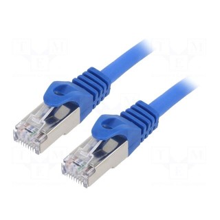 Patch cord | S/FTP | 6a | solid | Cu | LSZH | blue | 0.5m | 27AWG | Cablexpert