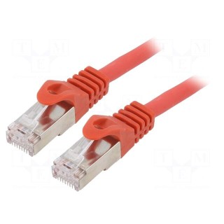 Patch cord | S/FTP | 6a | solid | Cu | LSZH | red | 10m | 27AWG | Øcable: 5.8mm