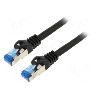 Patch cord | S/FTP | 6a | stranded | CCA | LSZH | black | 1m | 26AWG | Cores: 8