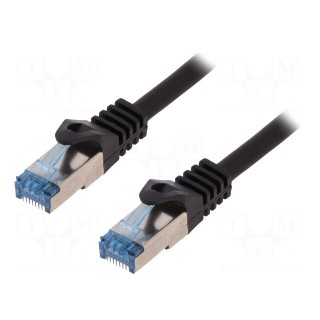 Patch cord | S/FTP | 6a | stranded | Cu | LSZH | black | 500mm | 26AWG