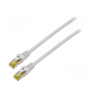 Patch cord | S/FTP | 6a | stranded | Cu | LSZH | grey | 1m | 27AWG | Cores: 8