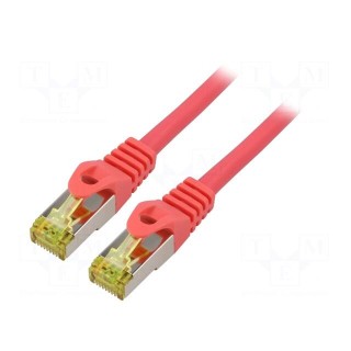 Patch cord | S/FTP | 6a | stranded | Cu | LSZH | red | 0.5m | 27AWG | Cores: 8