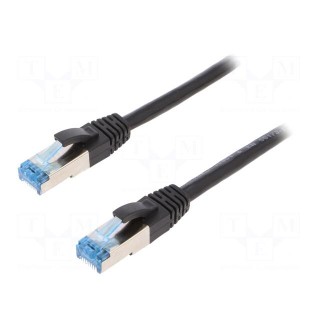 Patch cord | S/FTP | 6a | stranded | Cu | PUR | black | 0.5m | halogen free