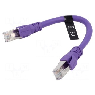 Patch cord | S/FTP | 6a | stranded | OFC | PVC | violet | 0.3m | 26AWG
