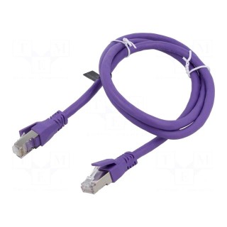 Patch cord | S/FTP | 6a | stranded | OFC | PVC | violet | 1m | 26AWG