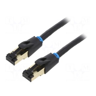 Patch cord | S/FTP | Cat 8 | OFC | PVC | black | 0.5m | Cores: 8