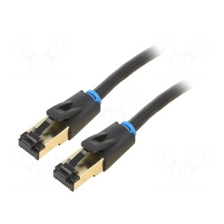 Patch cord | S/FTP | Cat 8 | OFC | PVC | black | 1m | RJ45 plug,both sides