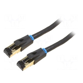 Patch cord | S/FTP | Cat 8 | OFC | PVC | black | 20m | Plating: gold-plated