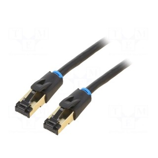 Patch cord | S/FTP | Cat 8 | OFC | PVC | black | 3m | RJ45 plug,both sides