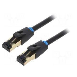 Patch cord | S/FTP | Cat 8 | stranded | OFC | PVC | black | 1.5m | Cores: 8