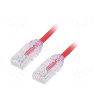 Patch cord | TX6A-28™,U/UTP | 6a | solid | Cu | LSZH | red | 1m | 28AWG