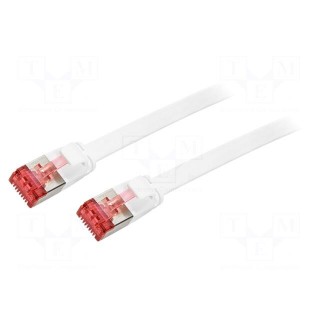 Patch cord | U/FTP | 6 | stranded | CCS | PVC | white | 0.25m | flat cable