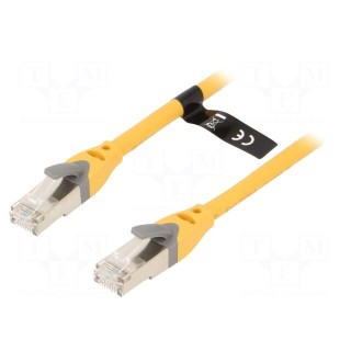 Patch cord | S/FTP | 6a | OFC | PVC | yellow | 15m | RJ45 plug,both sides