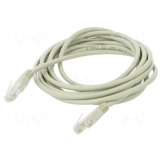 Patch cord | U/UTP | 5e | grey | 3m | RJ45 plug,both sides | 26AWG