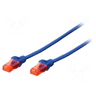 Patch cord | U/UTP | 5e | stranded | CCA | PVC | blue | 0.5m | 26AWG
