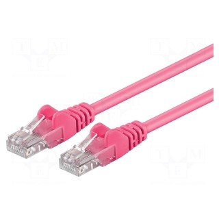 Patch cord | U/UTP | 5e | stranded | CCA | PVC | pink | 0.25m | 26AWG