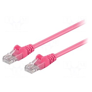 Patch cord | U/UTP | 5e | stranded | CCA | PVC | pink | 0.5m | 26AWG