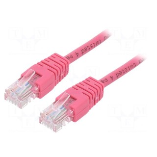 Patch cord | U/UTP | 5e | stranded | CCA | PVC | pink | 0.5m | 26AWG