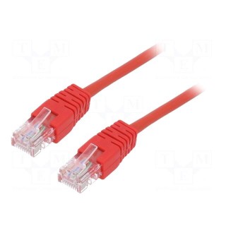 Patch cord | U/UTP | 5e | stranded | CCA | PVC | red | 1m | 26AWG | Øcable: 5mm