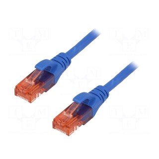 Patch cord | U/UTP | 6 | stranded | CCA | PVC | blue | 0.5m | 26AWG