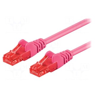 Patch cord | U/UTP | 6 | stranded | CCA | PVC | pink | 0.5m | 24AWG