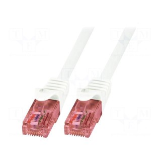 Patch cord | U/UTP | 6 | stranded | Cu | LSZH | white | 250mm | RJ45 plug