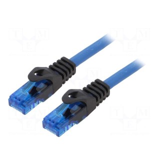 Patch cord | U/UTP | 6a | solid | Cu | blue | 15m | RJ45 plug,both sides
