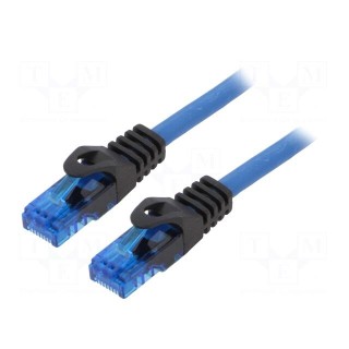Patch cord | U/UTP | 6a | solid | Cu | blue | 1m | RJ45 plug,both sides