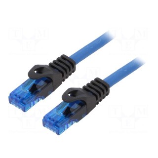 Patch cord | U/UTP | 6a | solid | Cu | blue | 5m | RJ45 plug,both sides