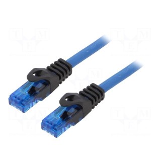 Patch cord | U/UTP | 6a | solid | Cu | blue | 7.5m | RJ45 plug,both sides