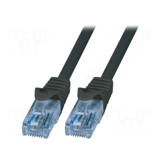 Patch cord | U/UTP | 6a | stranded | CCA | PVC | black | 500mm | 26AWG